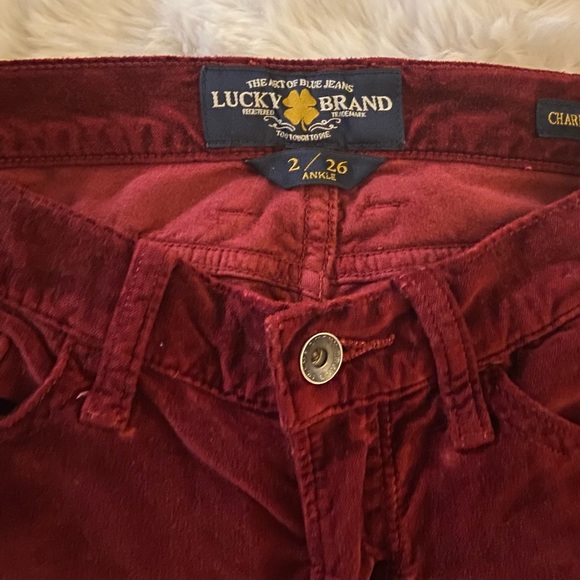 Lucky Velour Red Burgundy Charlie Skinny Pants - Picture 6 of 13